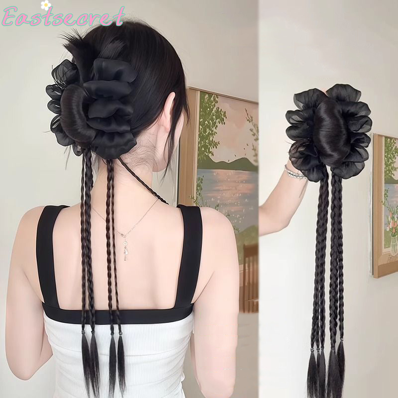 Feather Shuttlecock - Black Bow Half-tie Hair Claw Clip