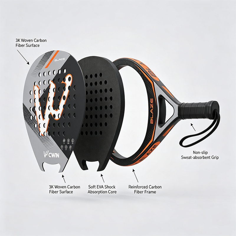 CWIN BLAZE Padel Racket 3K Wov - đánh giá và giá Badminton Racket Carbon